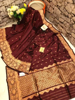 Port Wine Color Katan Banarasi Saree