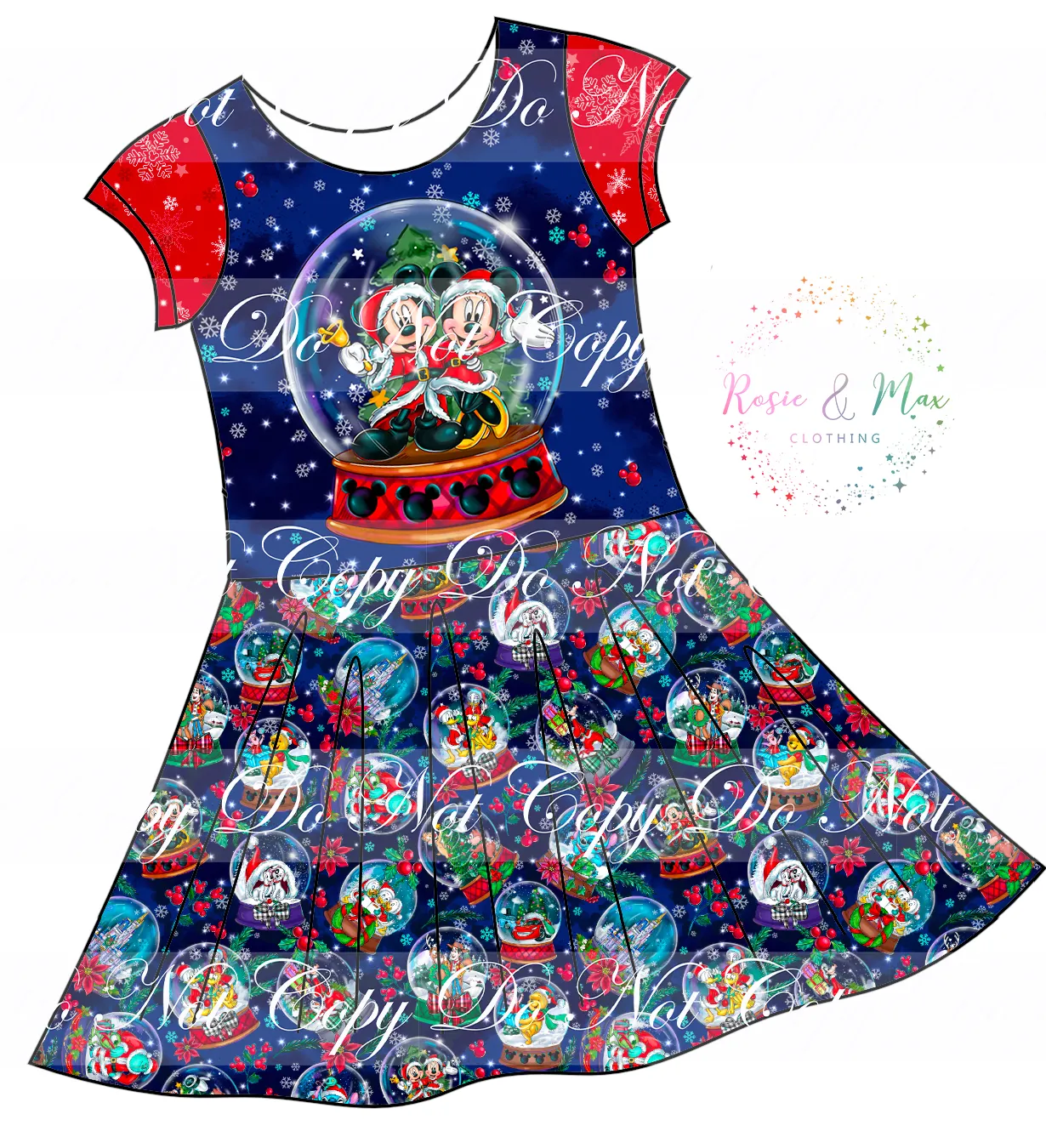 PREORDER - Christmas Globes - Isla DRESS w/panel - Mice