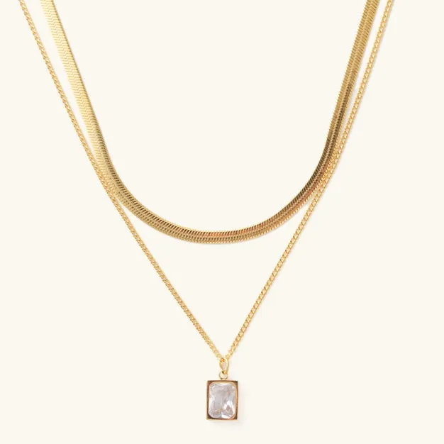 Priscilla Crystal Double Chain Necklace