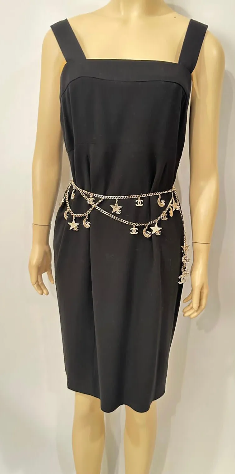 Rare Chanel 08P 2008 Spring Runway Stars Moon Gold Crystals Belt/Necklace