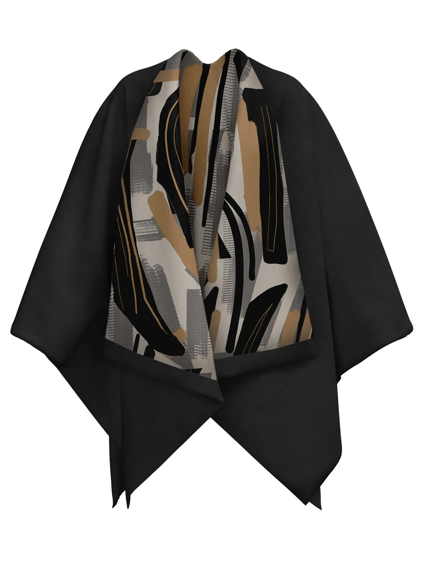 Reversible Amy Ben Poncho - Abstract Noir