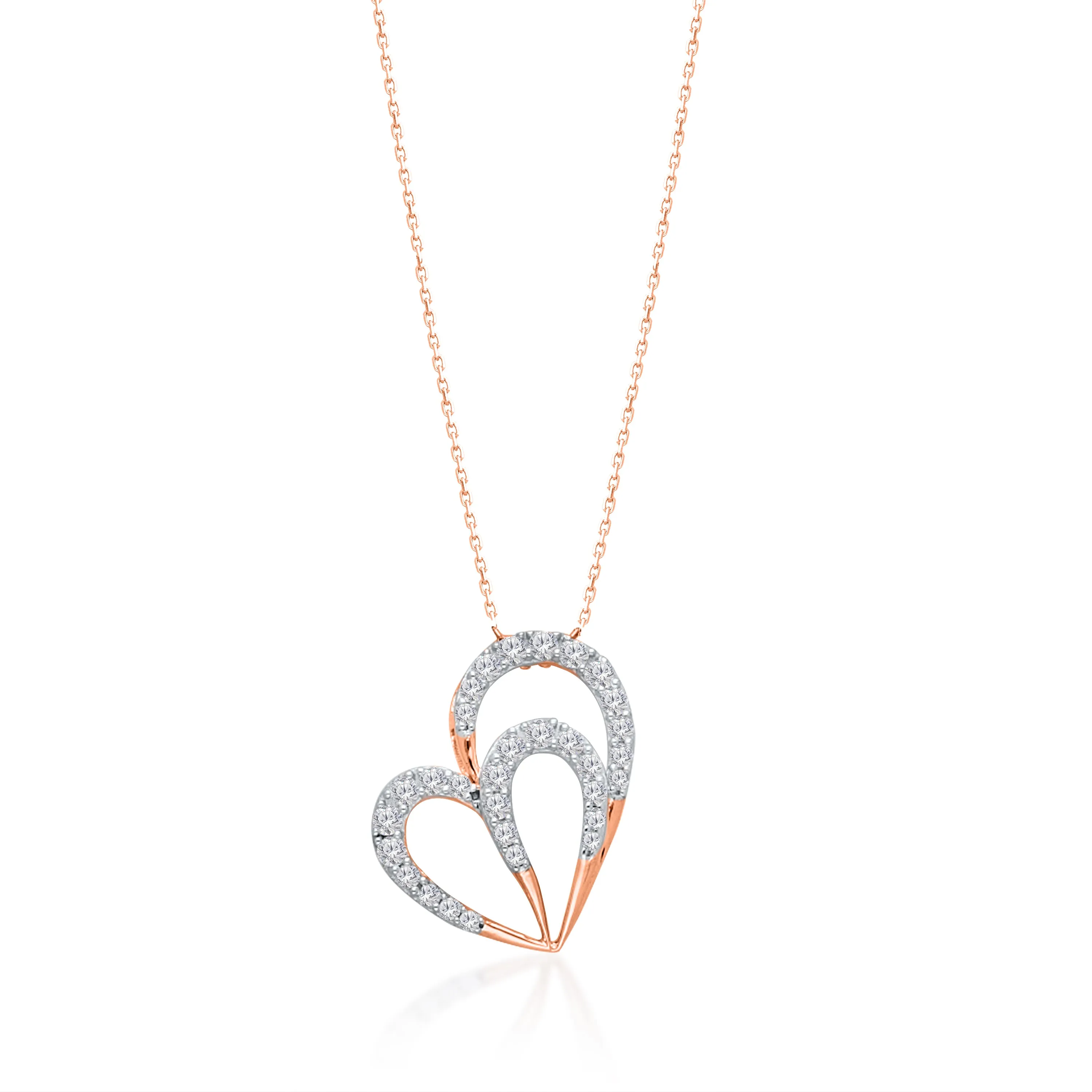 Rose Gold Diamond Eternal Double Heart Pendant