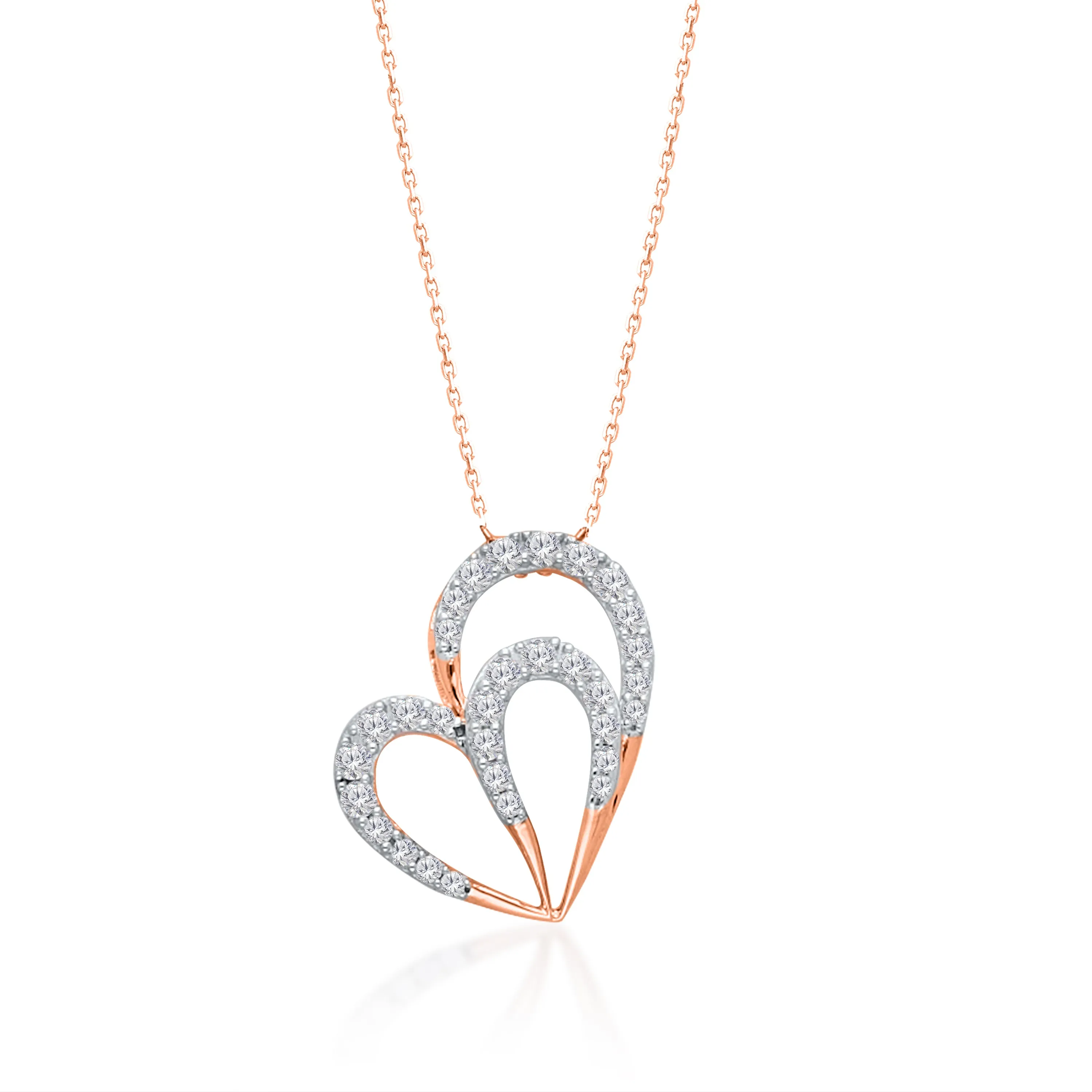 Rose Gold Diamond Eternal Double Heart Pendant