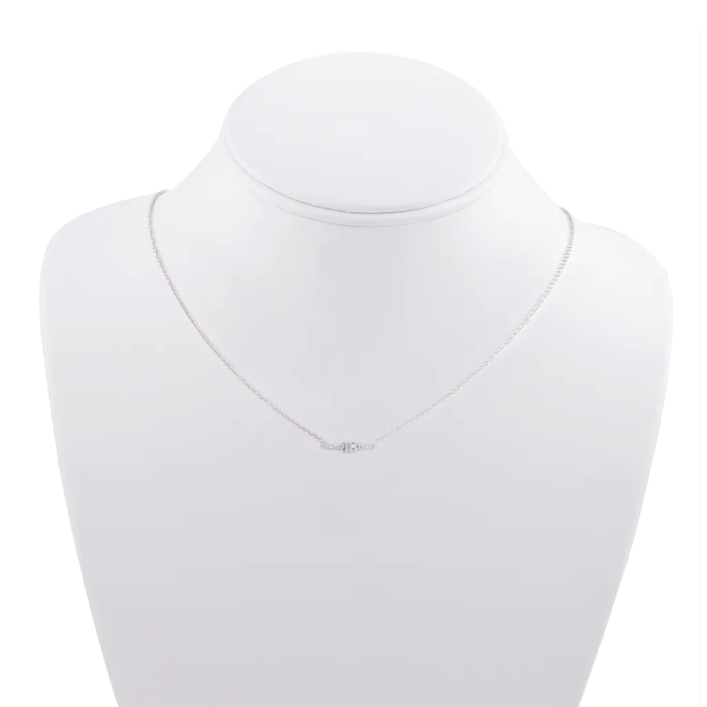 Round and Baguette Diamond Bar Necklace