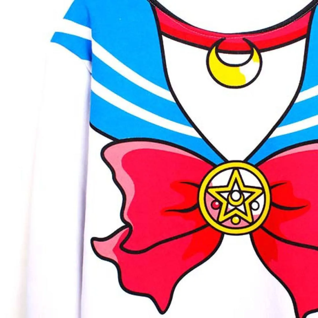 Sailor Moon Cosplay Sailor Outfit Graphic Print Crew Neck Pullover Sweater in White