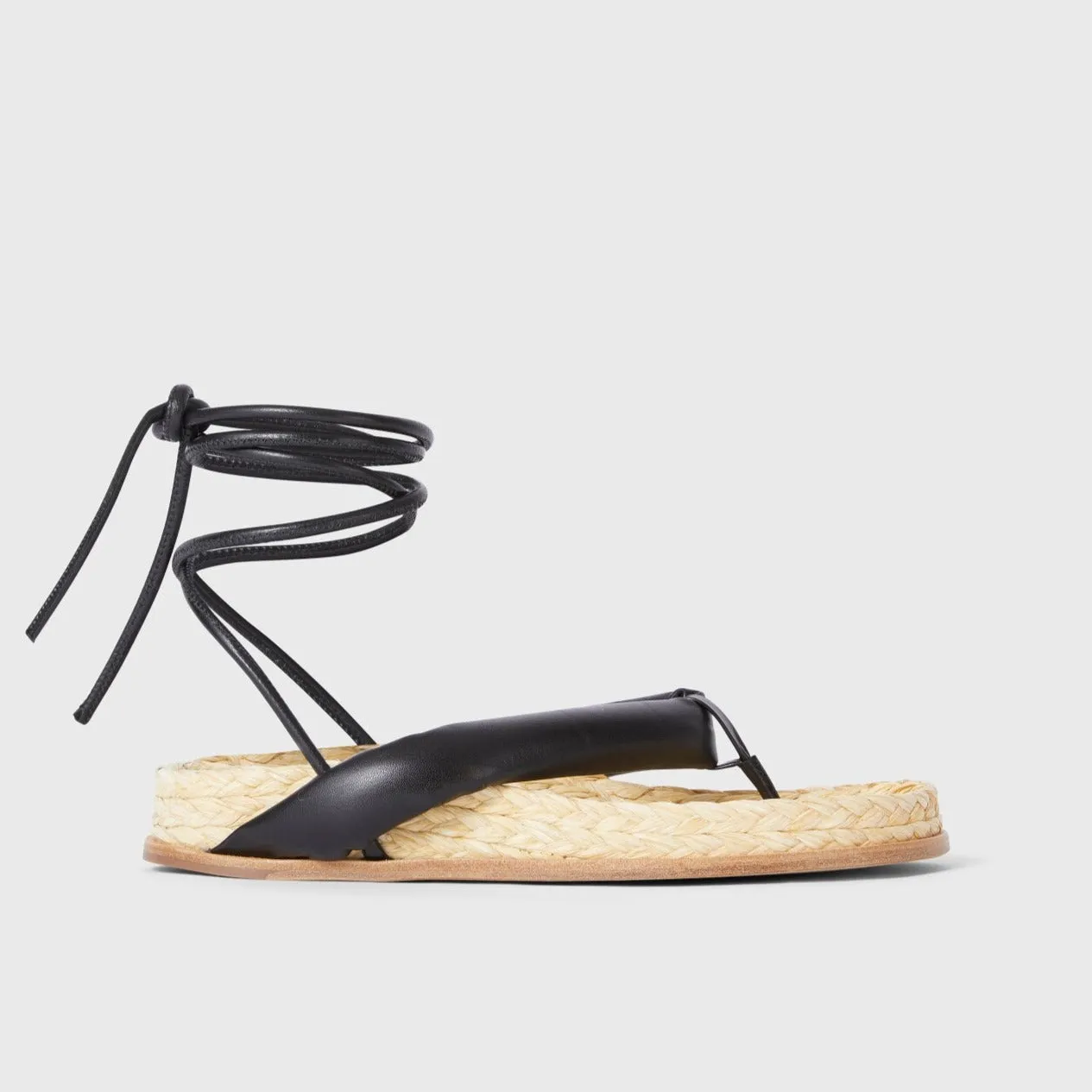 SANTORINO STRAW SANDALS BLACK