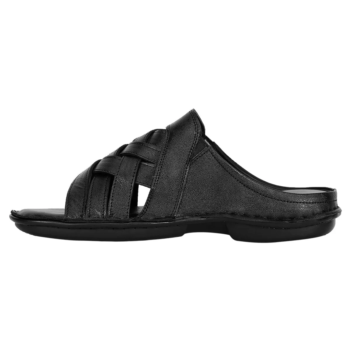 SeeandWear Men Leather Black Sandal