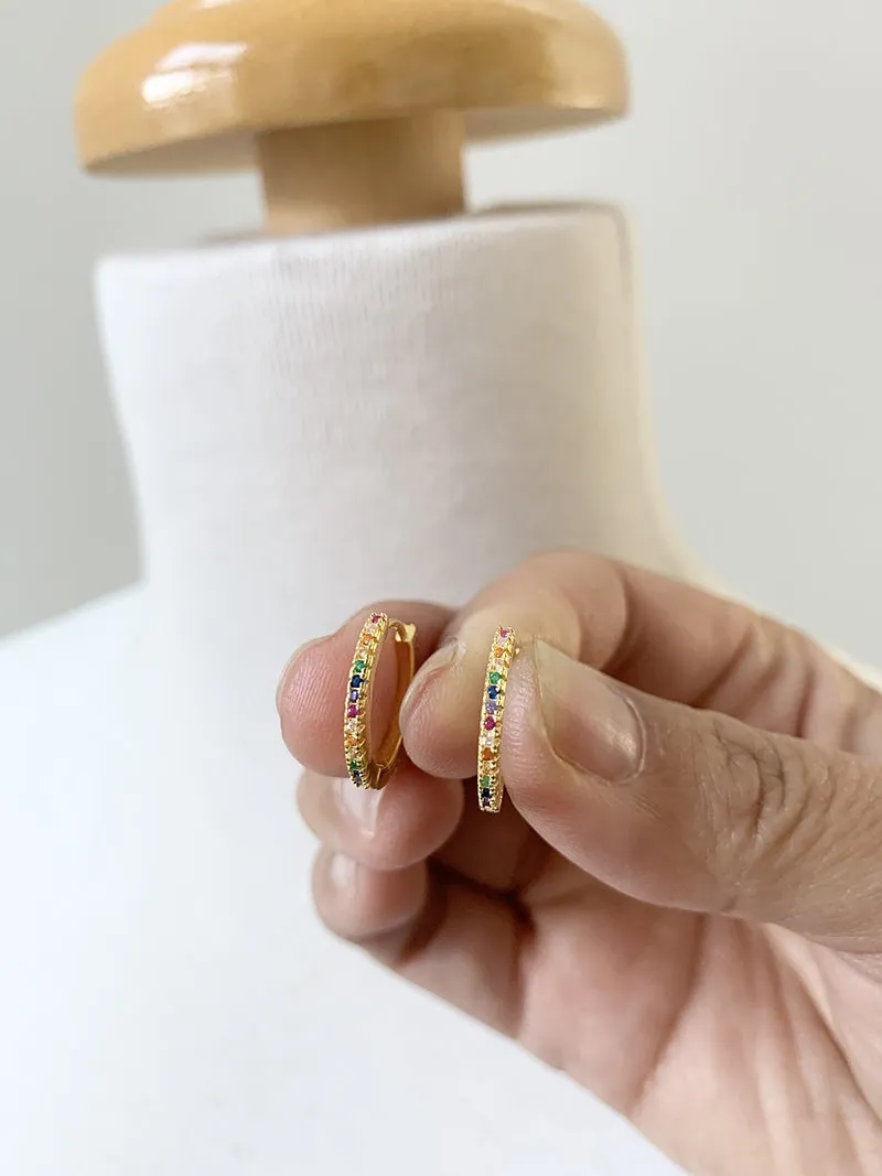 Skinny Rainbow Huggie Earrings