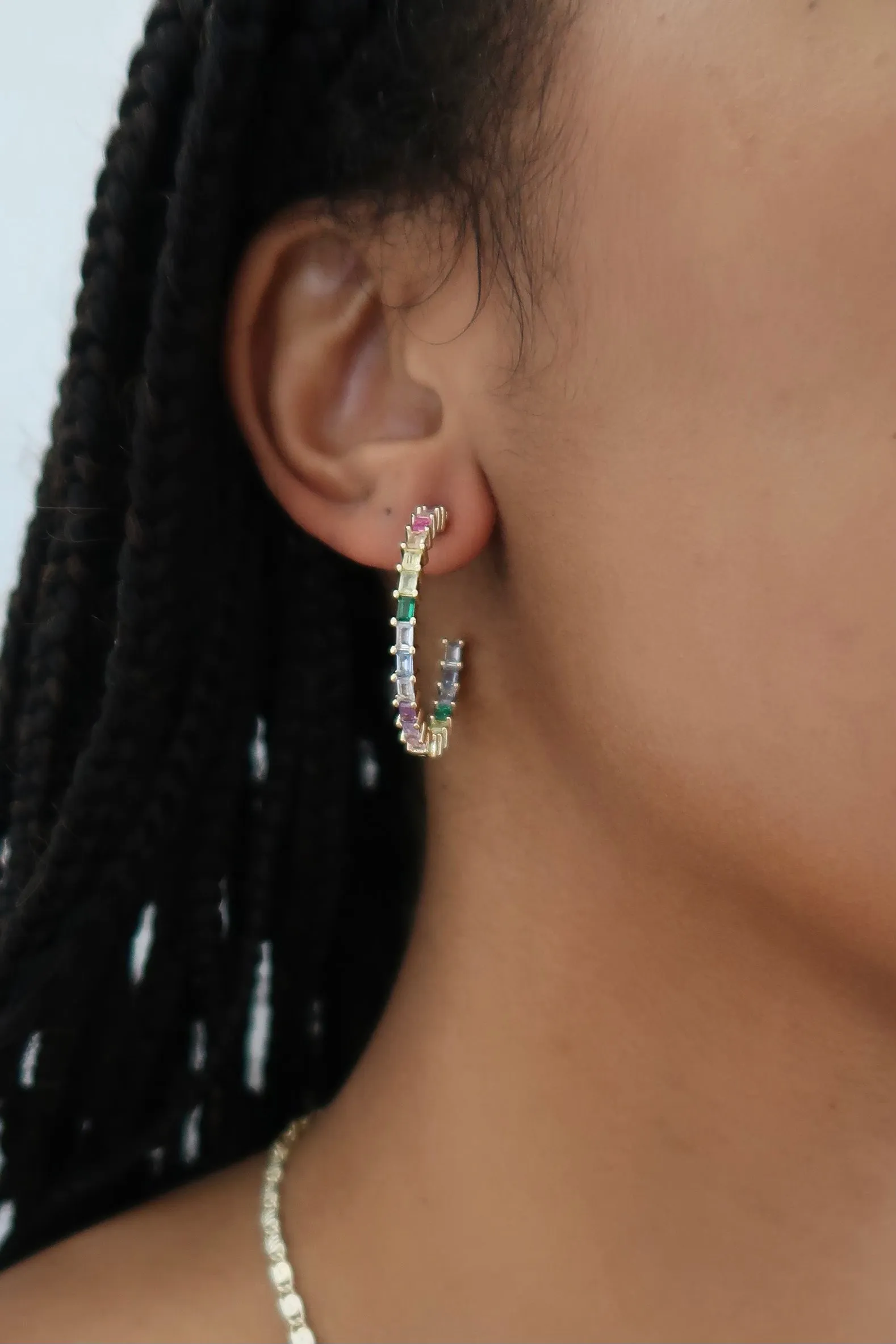 Spring Rainbow Crystal Hoops