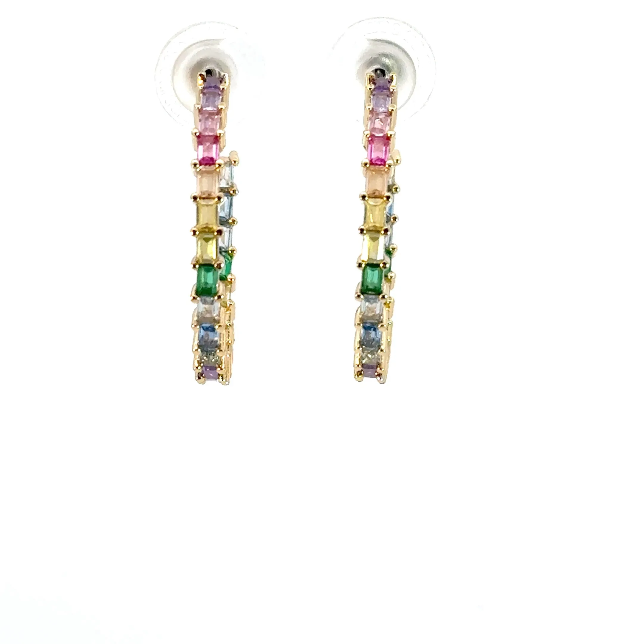 Spring Rainbow Crystal Hoops