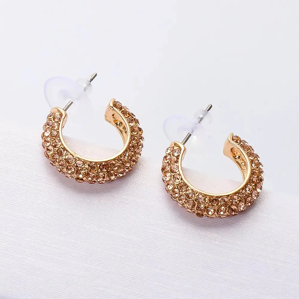 Stella Rhinestone Studded Hoop Earrings