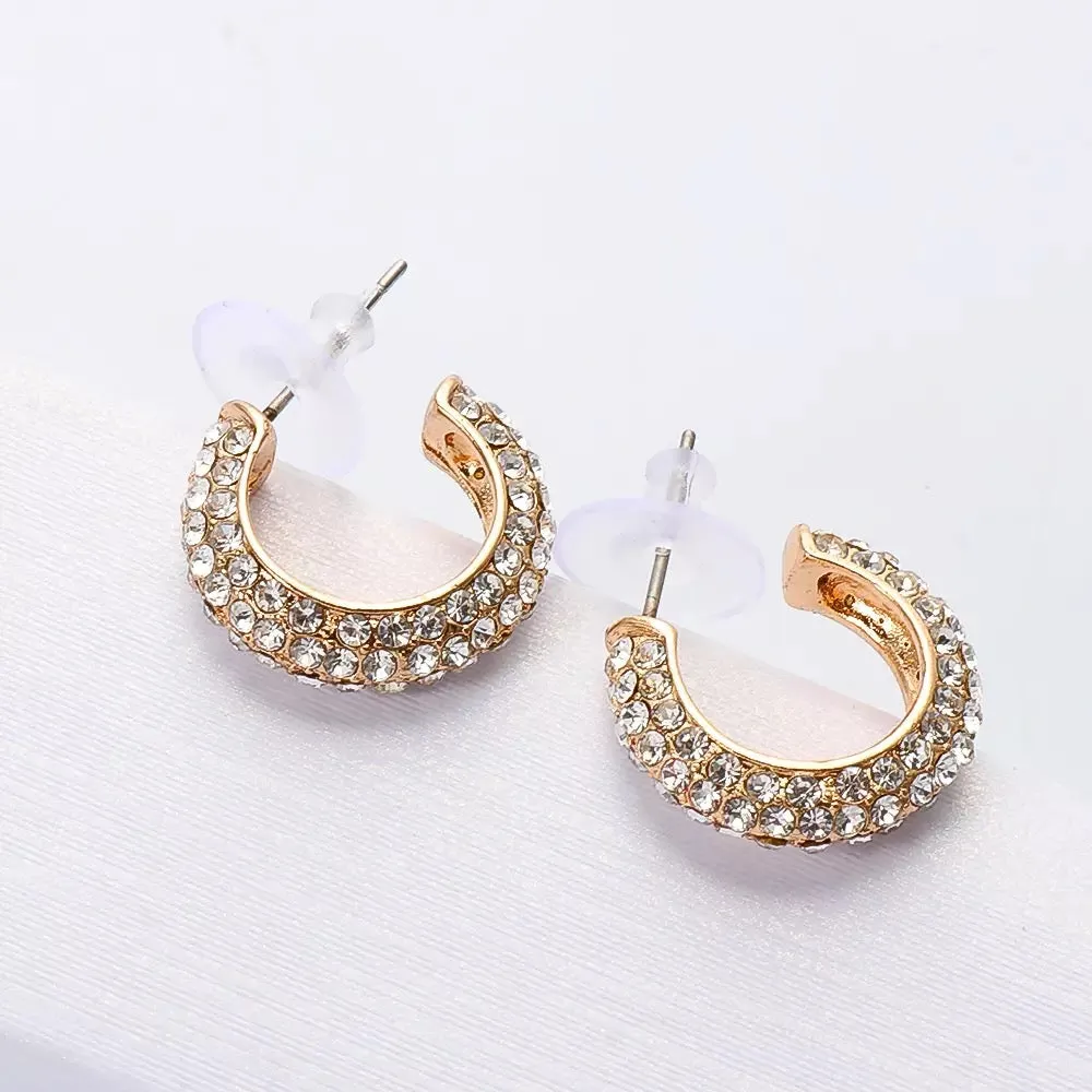 Stella Rhinestone Studded Hoop Earrings