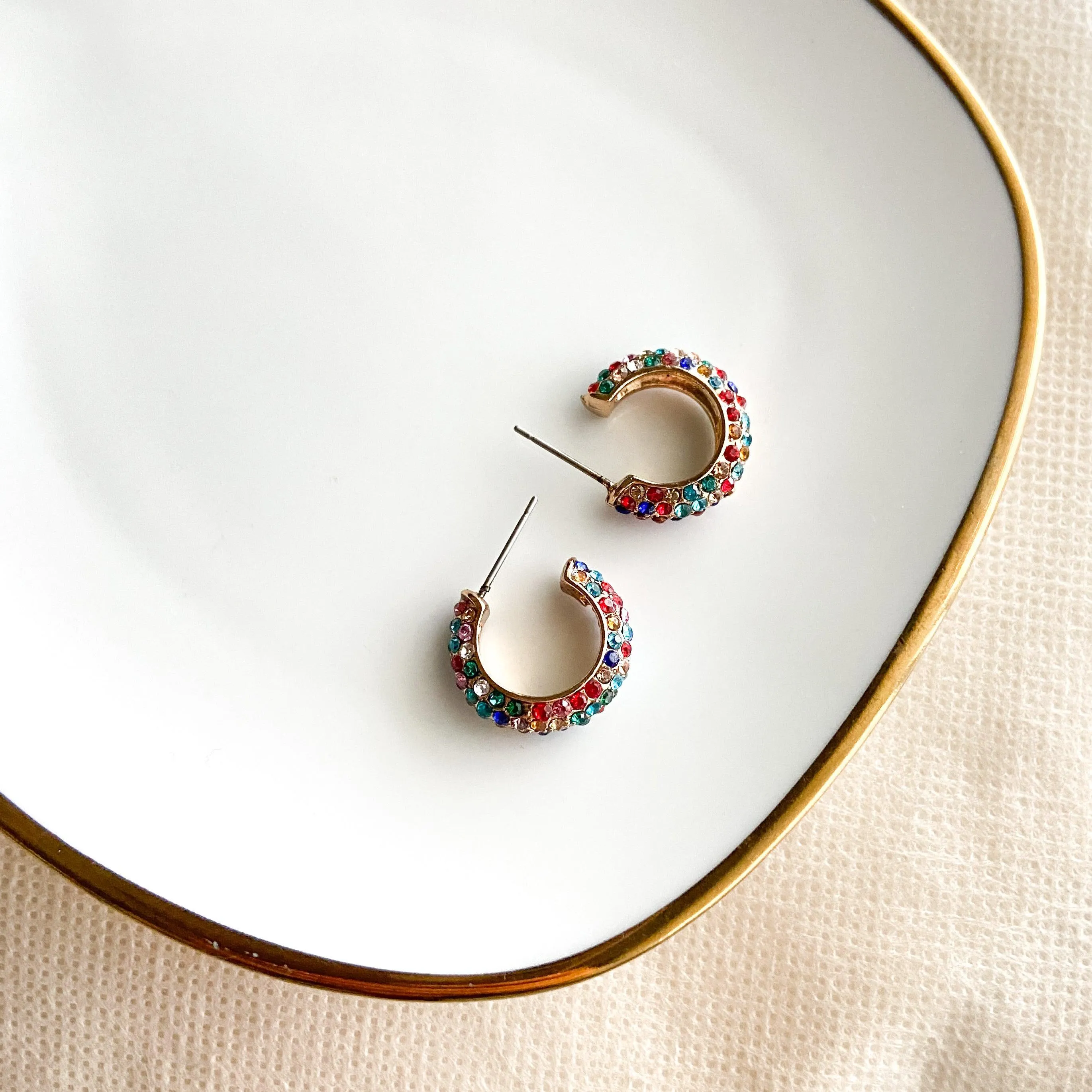 Stella Rhinestone Studded Hoop Earrings