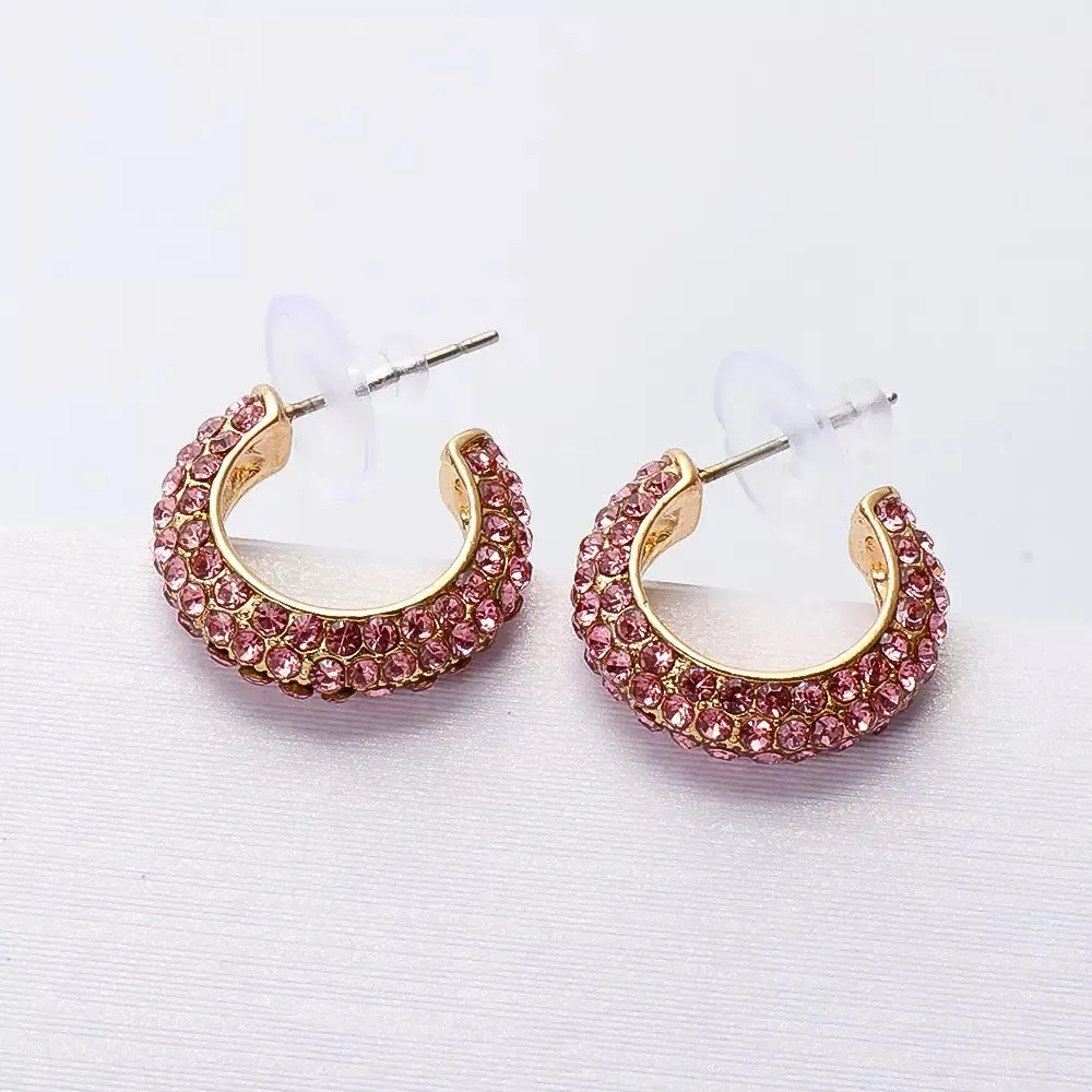 Stella Rhinestone Studded Hoop Earrings