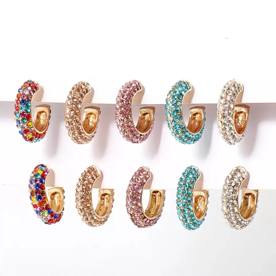 Stella Rhinestone Studded Hoop Earrings