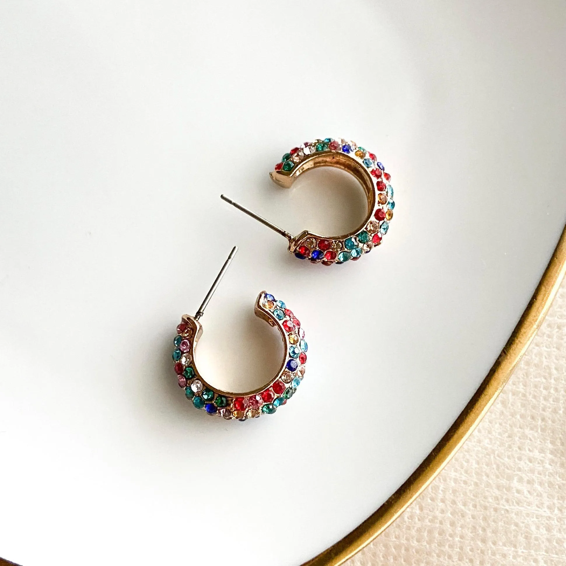 Stella Rhinestone Studded Hoop Earrings