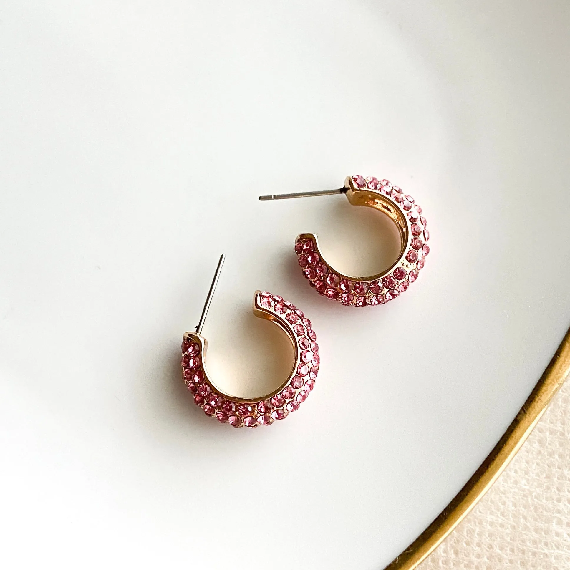 Stella Rhinestone Studded Hoop Earrings