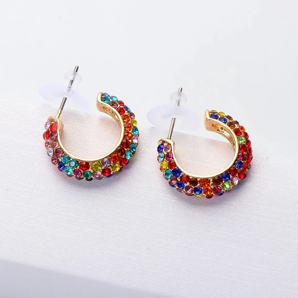 Stella Rhinestone Studded Hoop Earrings