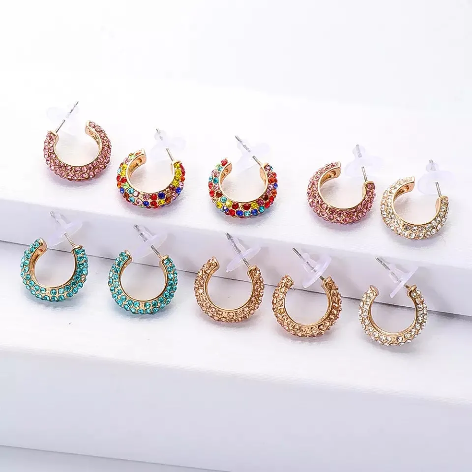 Stella Rhinestone Studded Hoop Earrings