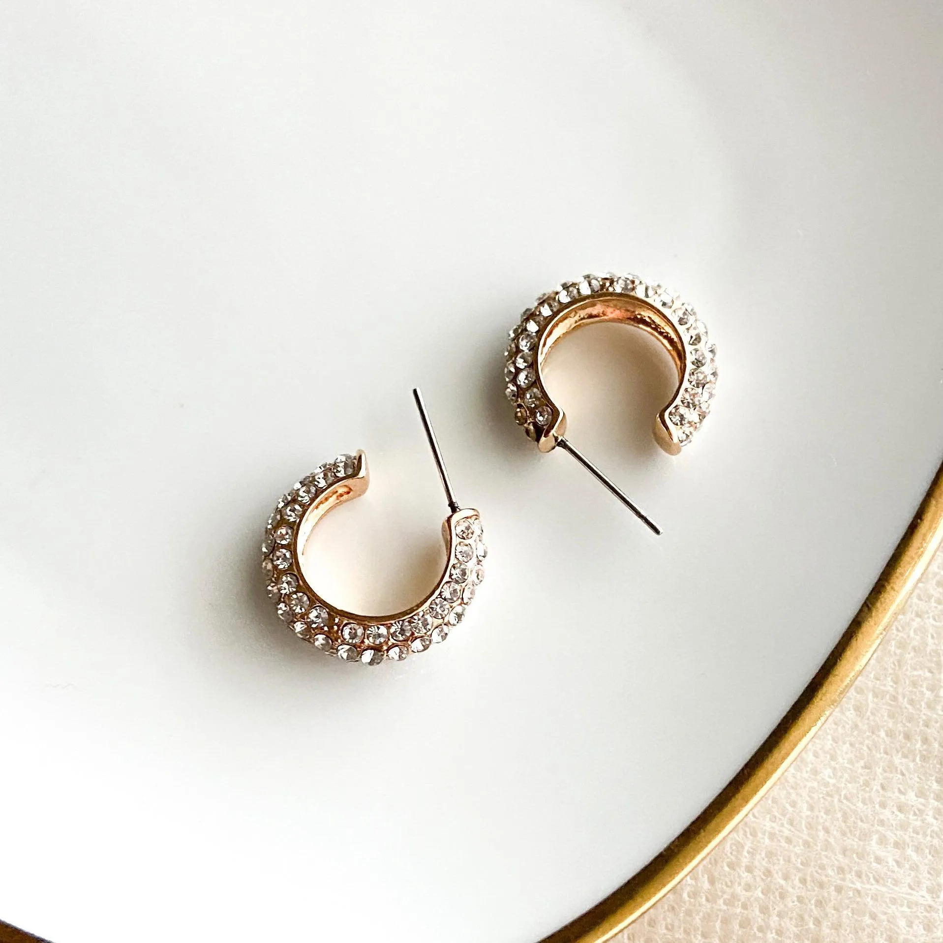 Stella Rhinestone Studded Hoop Earrings