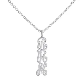 Sterling Silver Vertical Cutout Monogram Necklace