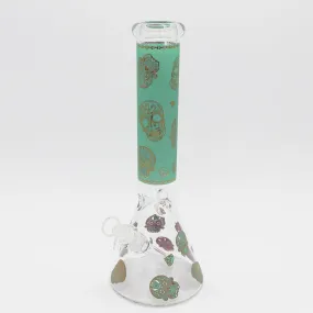 Sugar Skull Glass Bong - Green