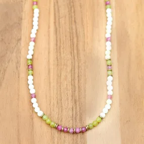 Summer Luck Jade and Pink Tourmaline Delicate Necklace *Final Sale*