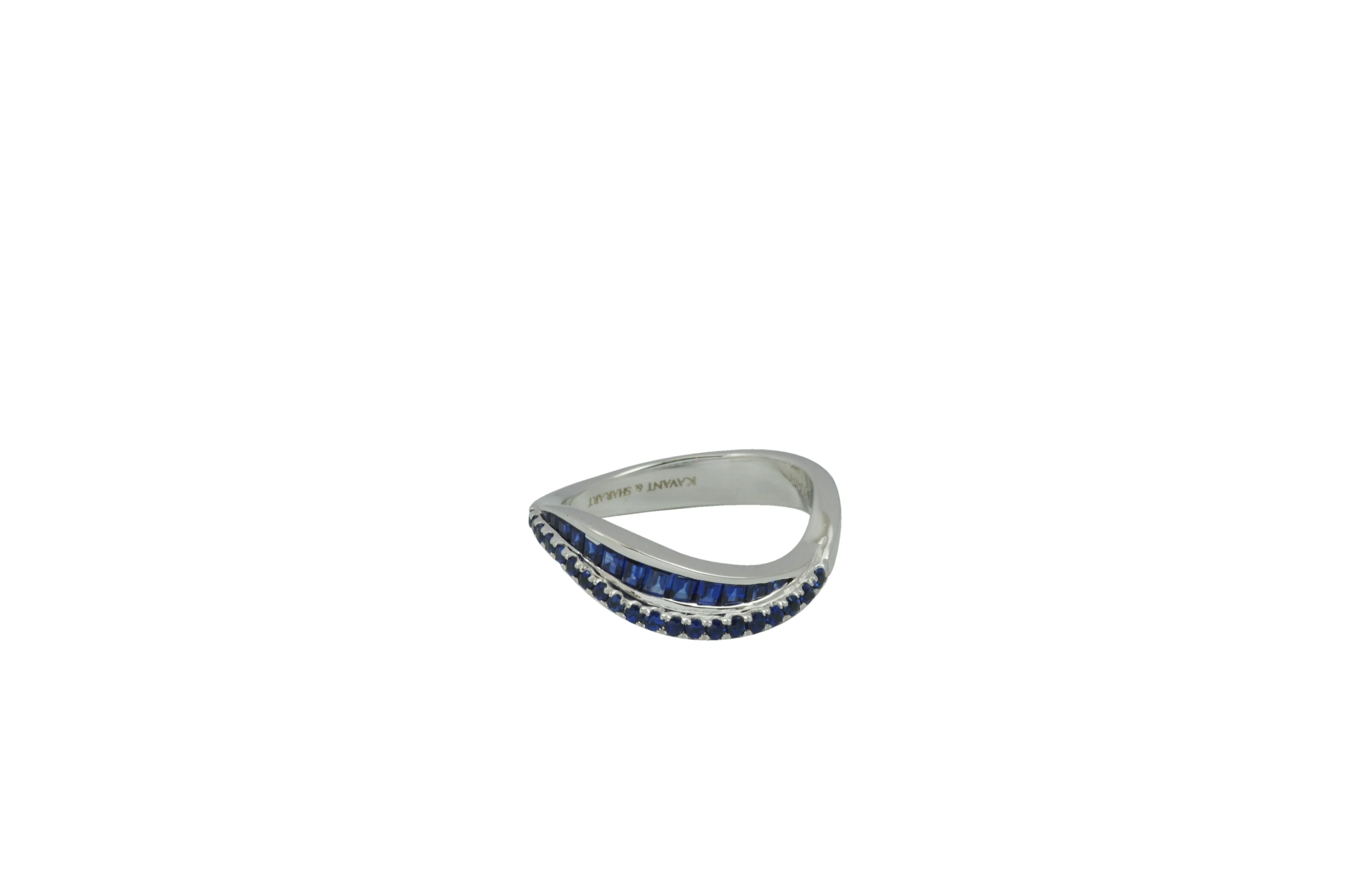 Talay Duo Wave Blue Sapphire Ring in White Gold