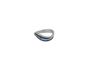 Talay Duo Wave Blue Sapphire Ring in White Gold