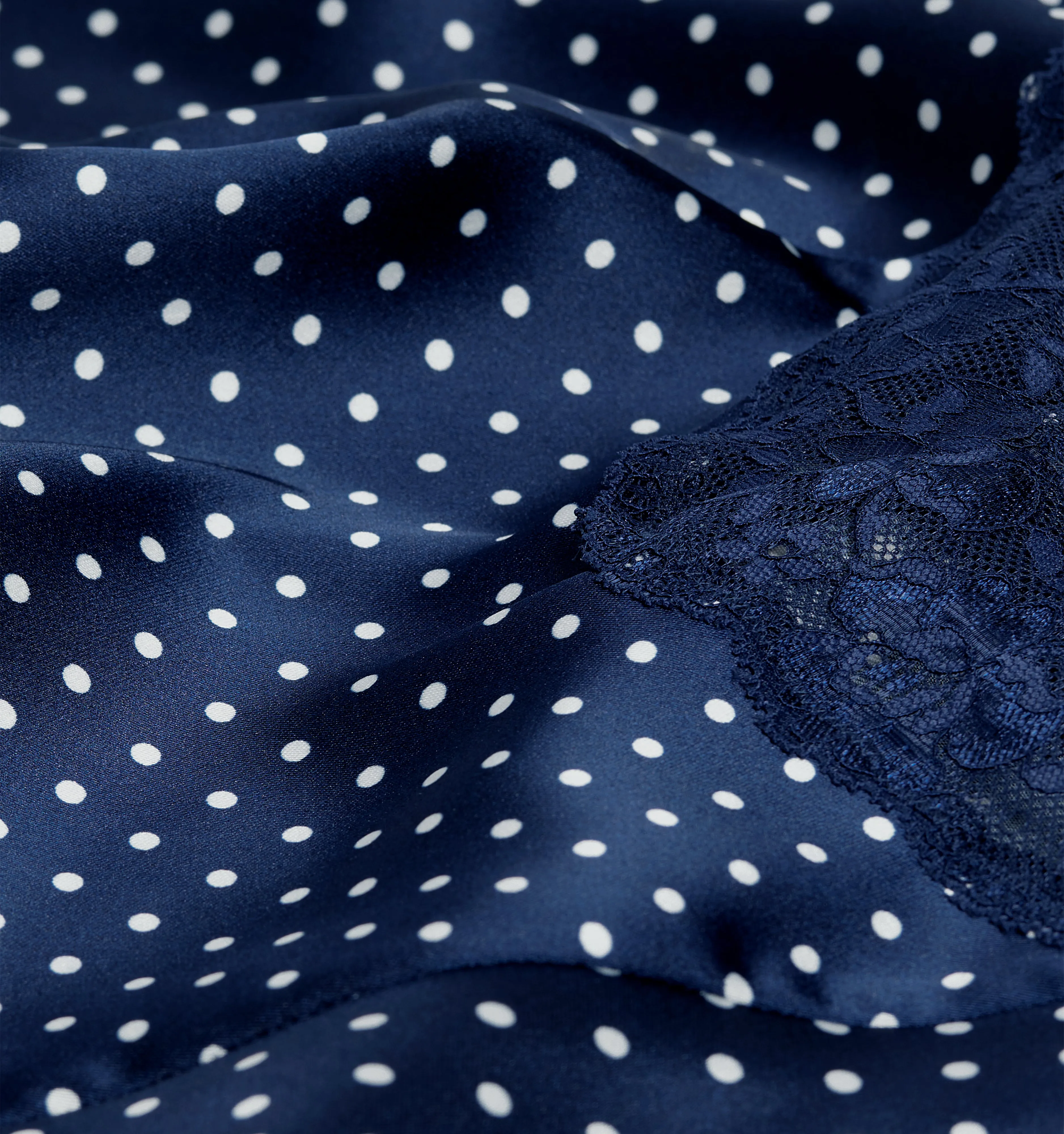 The Ida Dress - Navy Polka Dot Silk