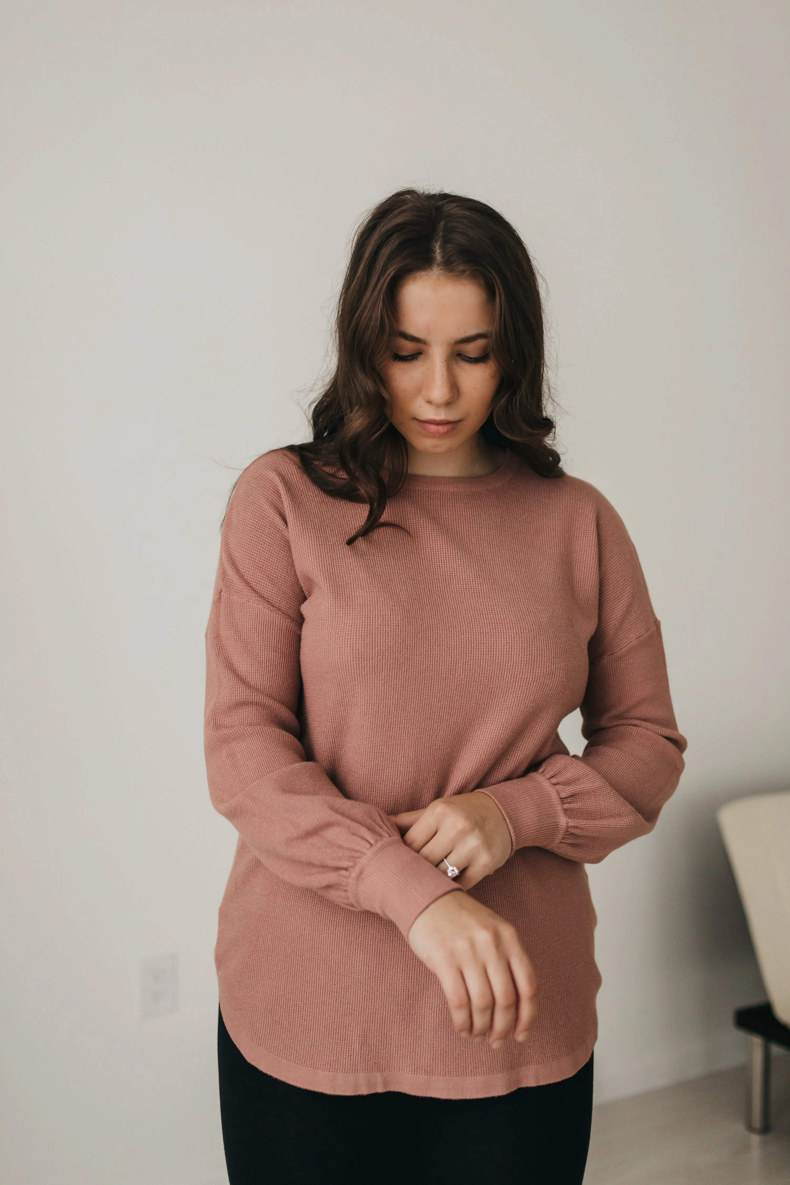 Thermal Sweater Top in Rose