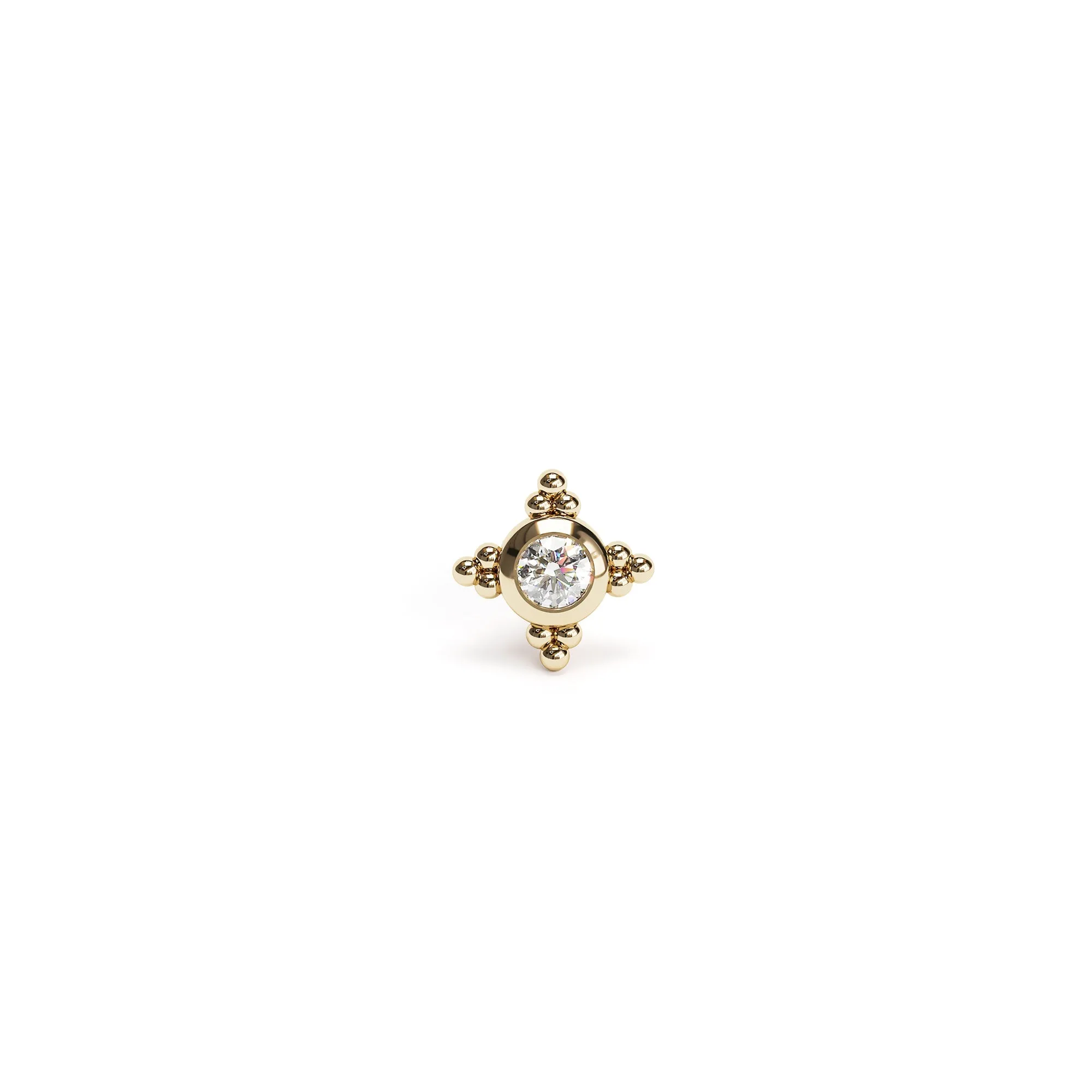 Tiny 14K Gold Diamond Beaded Stud