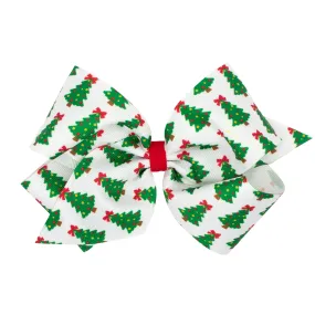 Trees Printed Grosgrain Hair Bow on Clippie