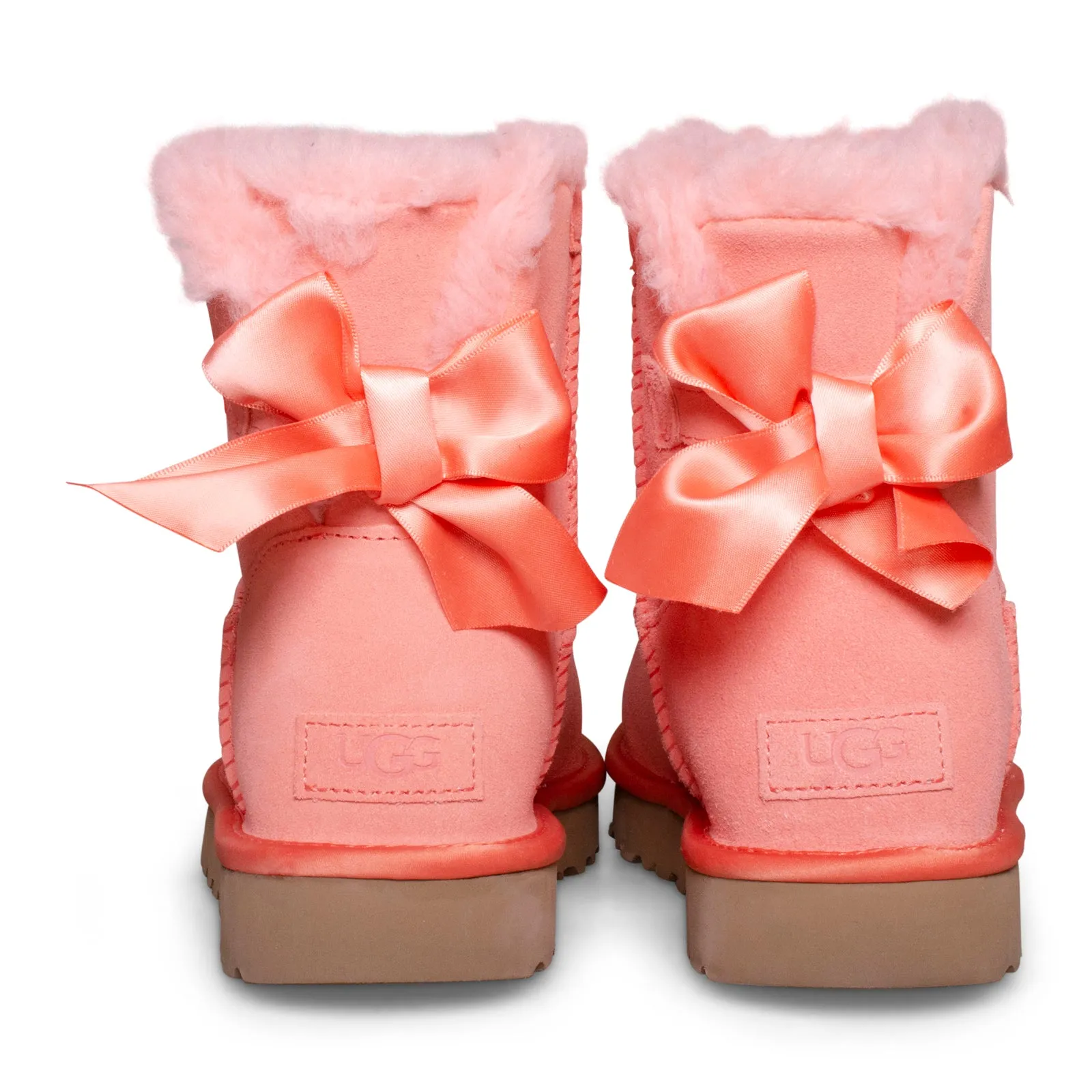 UGG Mini Bailey Bow Satin Crabshell Pink Boots - Women's