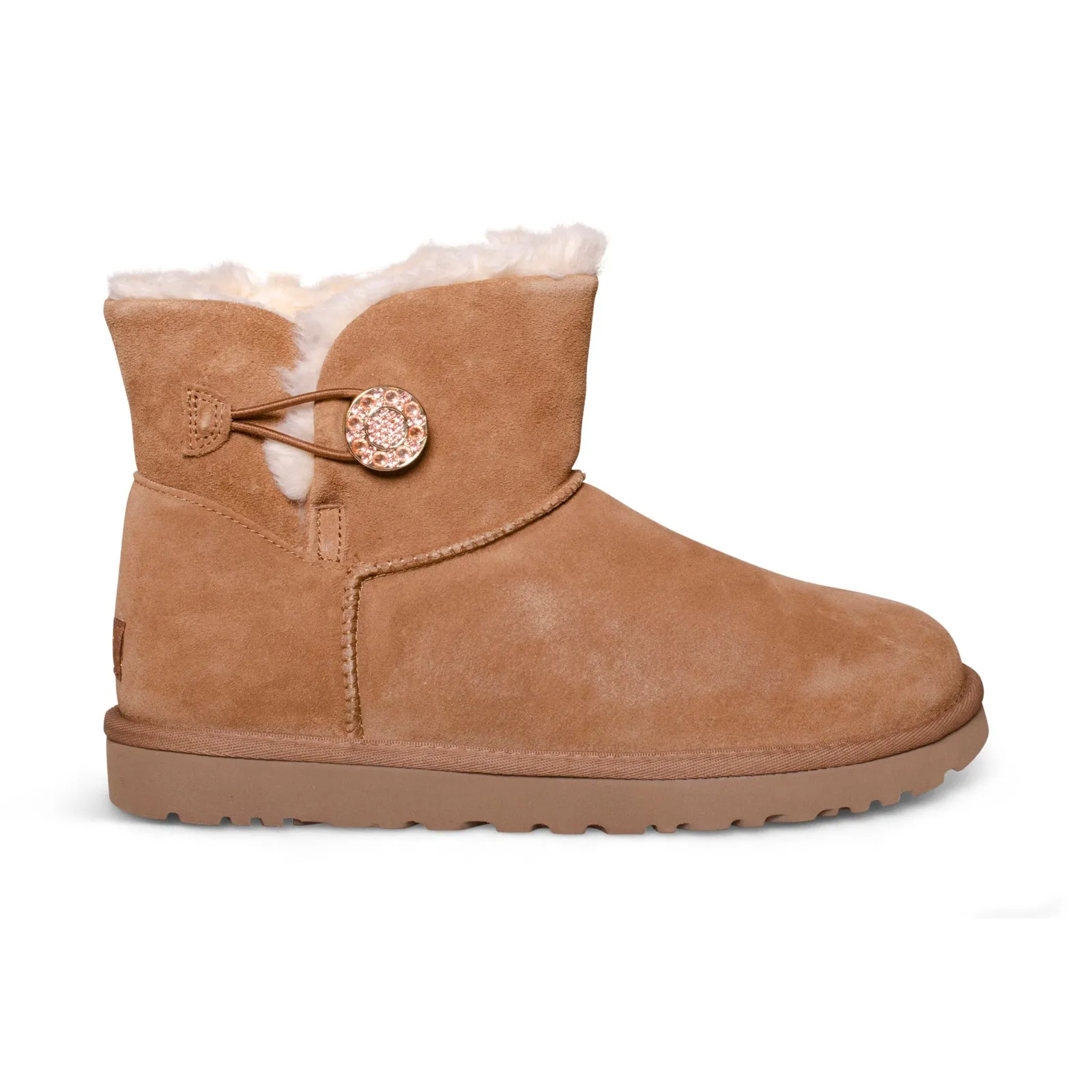 UGG Mini Bailey Button Crystals Chestnut Boots - Women's