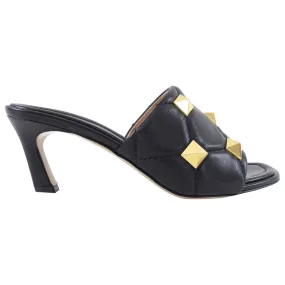 Valentino Black Leather Roman Stud Mule - USA 7.5