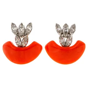 Vintage Coral & Diamond Earrings