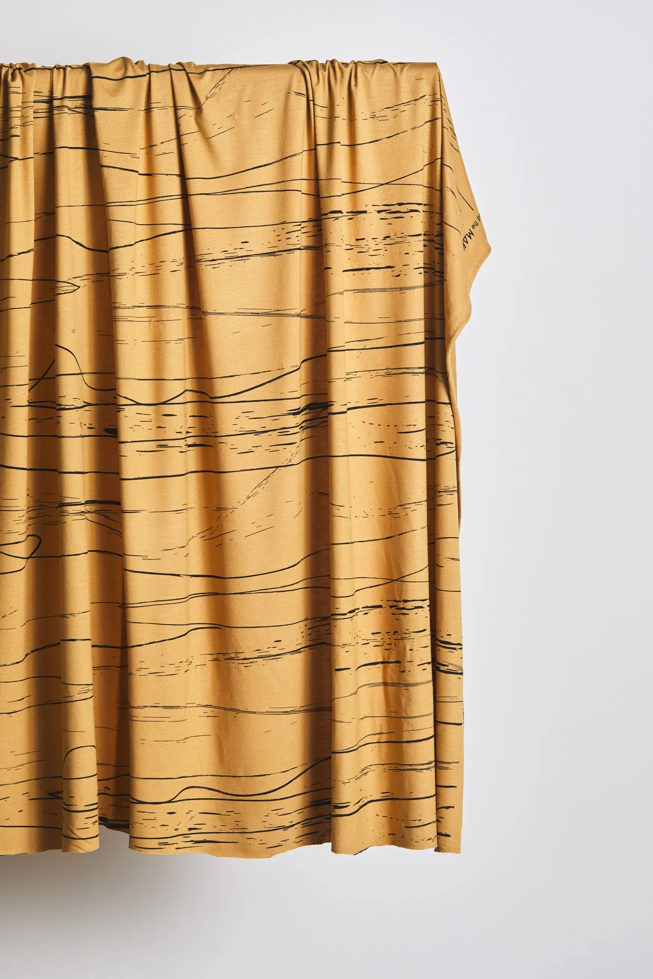 Viscose Stretch Jersey in Stray Lines Dry Mustard