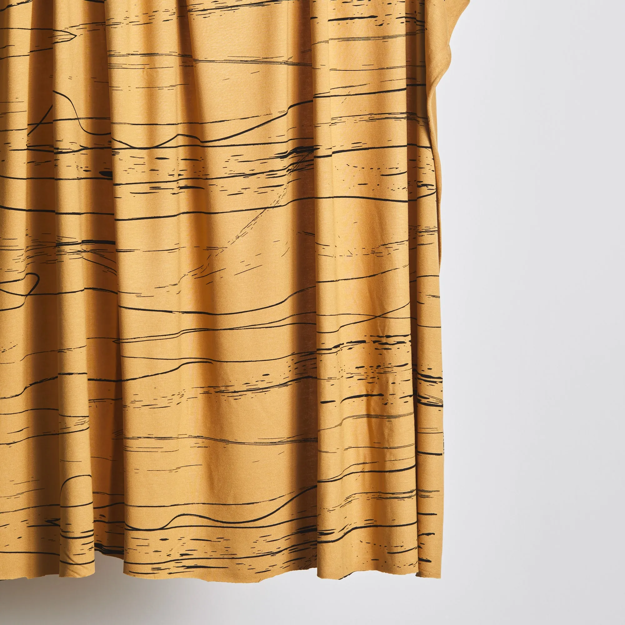 Viscose Stretch Jersey in Stray Lines Dry Mustard