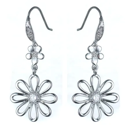 Women's Daisy CZ Drop Dangle Earring