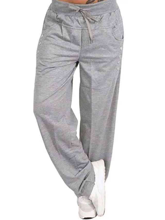 Women's Micro-Elastic Full Length Solid Color Sweatpants Joggers - Plus Size L 4XL