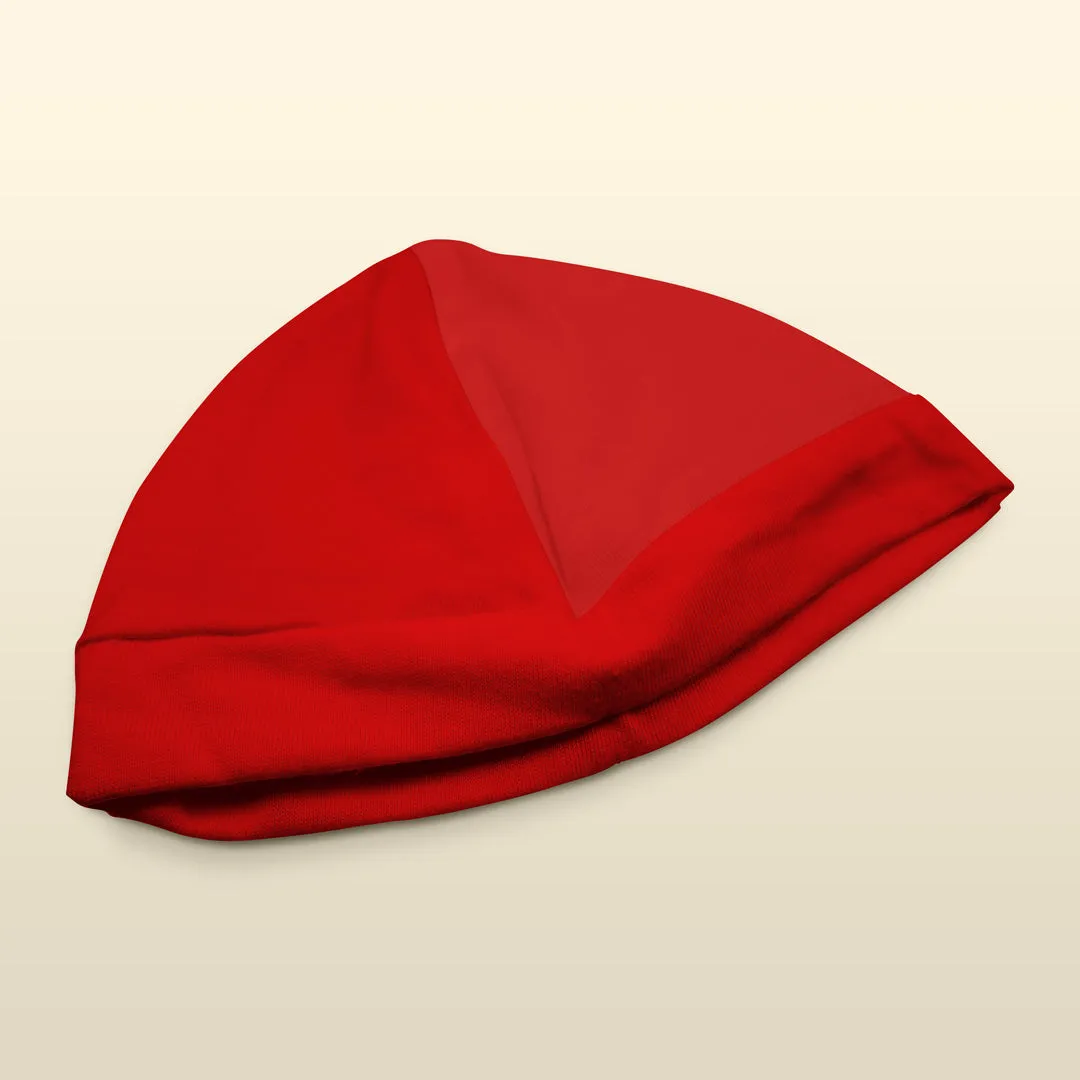 X'mas Knotted Beanie Cap -Wine Red